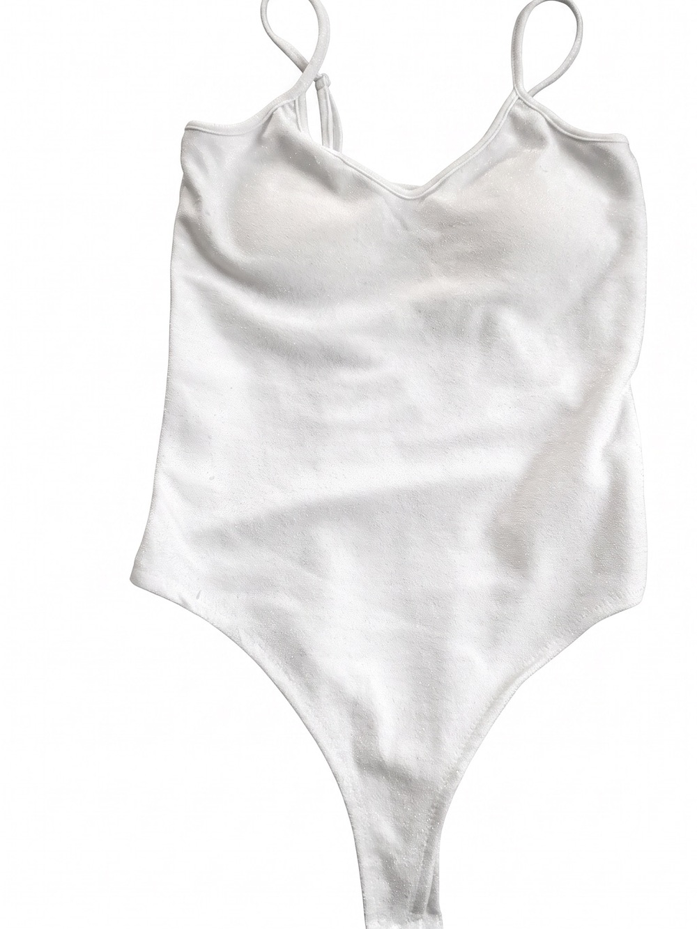 Wet Seal White sparkly One-Piece Swimsuit with Thin Straps